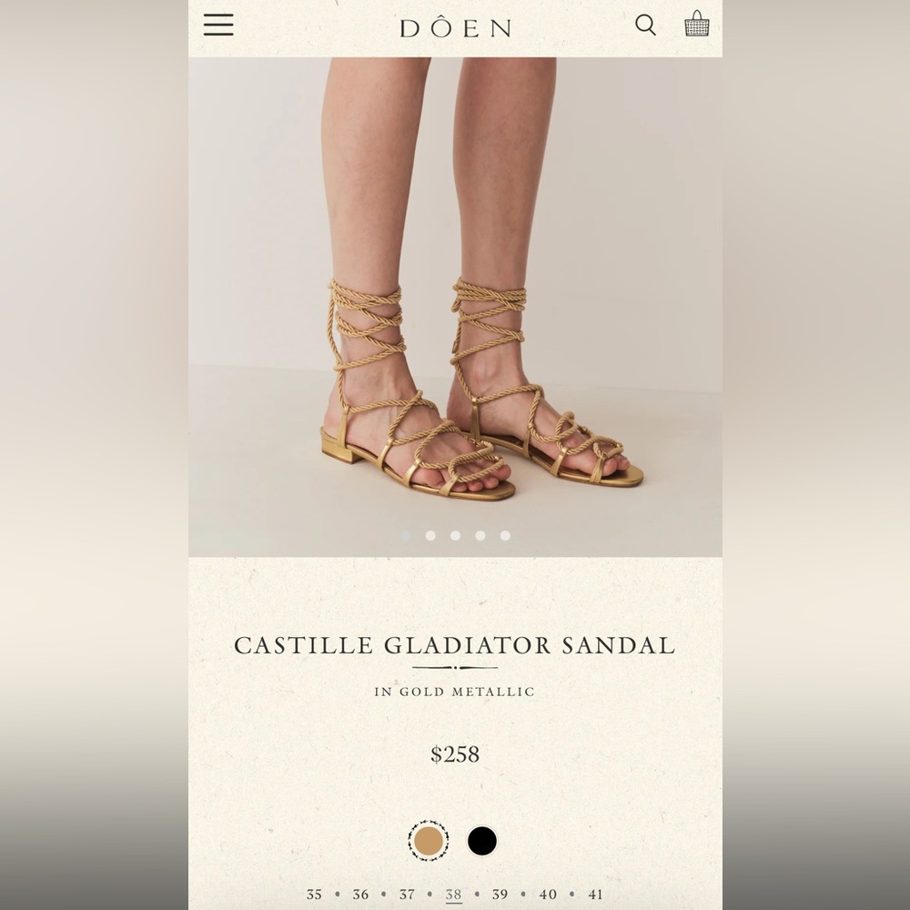 Doen Castille Gladiator Sandal in Size 38